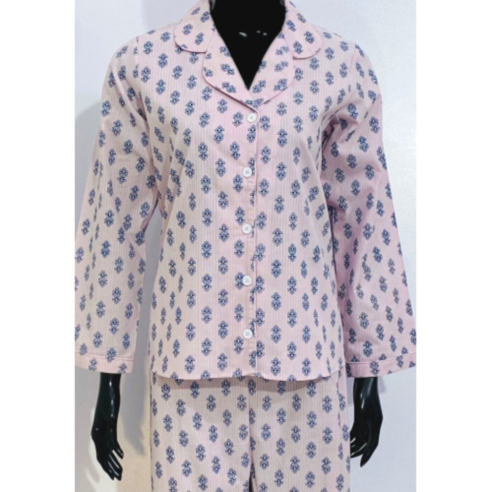 SoieRose 100% Cotton Light Purple Pink Print Pajama Set-SR1077